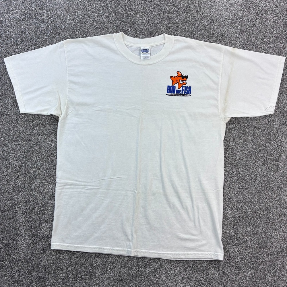 Vintage Bob The Fish Shirt Mens XL White The Fish With Attitude Fishing